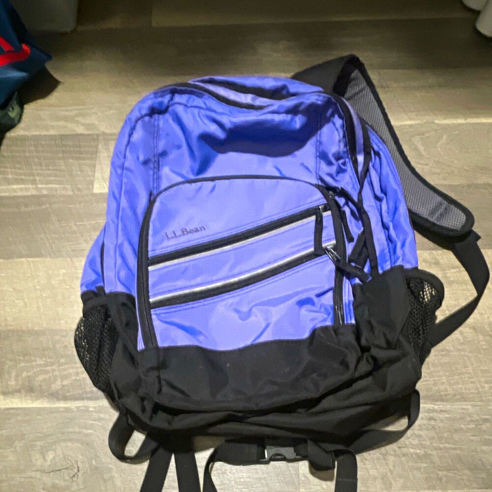 L.L.Bean Super Deluxe Backpack Purple Black Large Book Pack School Hike 41L